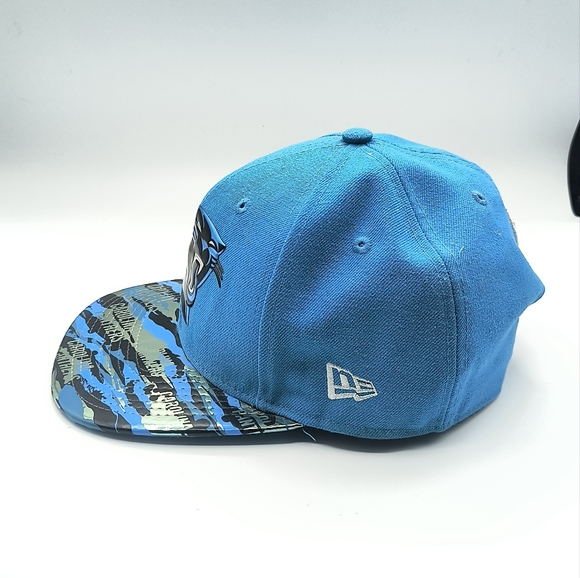 New Era Carolina Panthers Flat Bill Hat Fifty Nine Fifty Adjustable Snap Back - Picture 4 of 7
